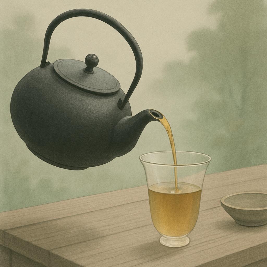 Tea Pot Teasing a Bouquet of Green Tea.